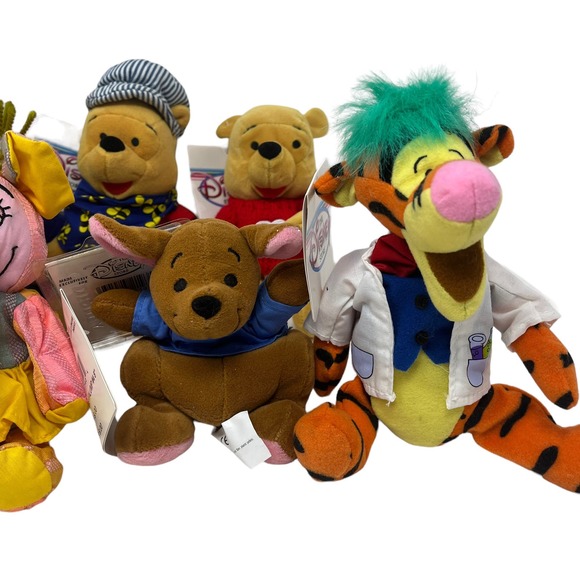 Vintage Disney Store Winnie the Pooh Bean Bag Lot of 8 Plush Stuffed Toy NWT - Picture 4 of 7